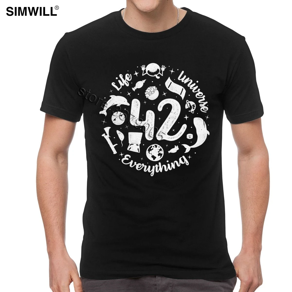 Футболка мужская хлопковая с забавными цитатами ответ к жизни|Мужские футболки| |