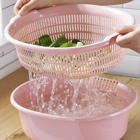 drain fruit washing basket vegetable plastic double layer multifunction nordic basket simple corbeille fruit kitchen tools dg50g