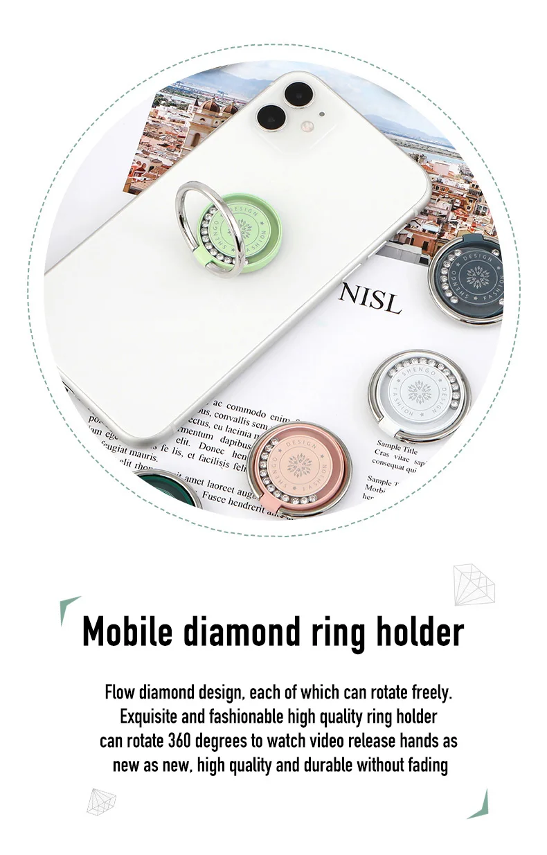 

Diamond Finger Ring Mobile Phone Smartphone Stand Holder for iPhone 7plus Samsung HUAWEI Smart Phone iPAD MP3 Car Mount Stand