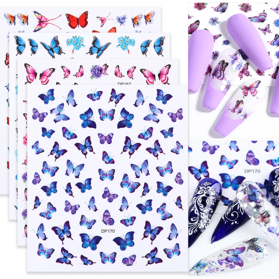 

1 шт. 3D наклейки для ногтей Бабочка цветные розы Цветы Листья Переводные Слайдеры для украшения для ногтей советы для маникюра JIDP159-170