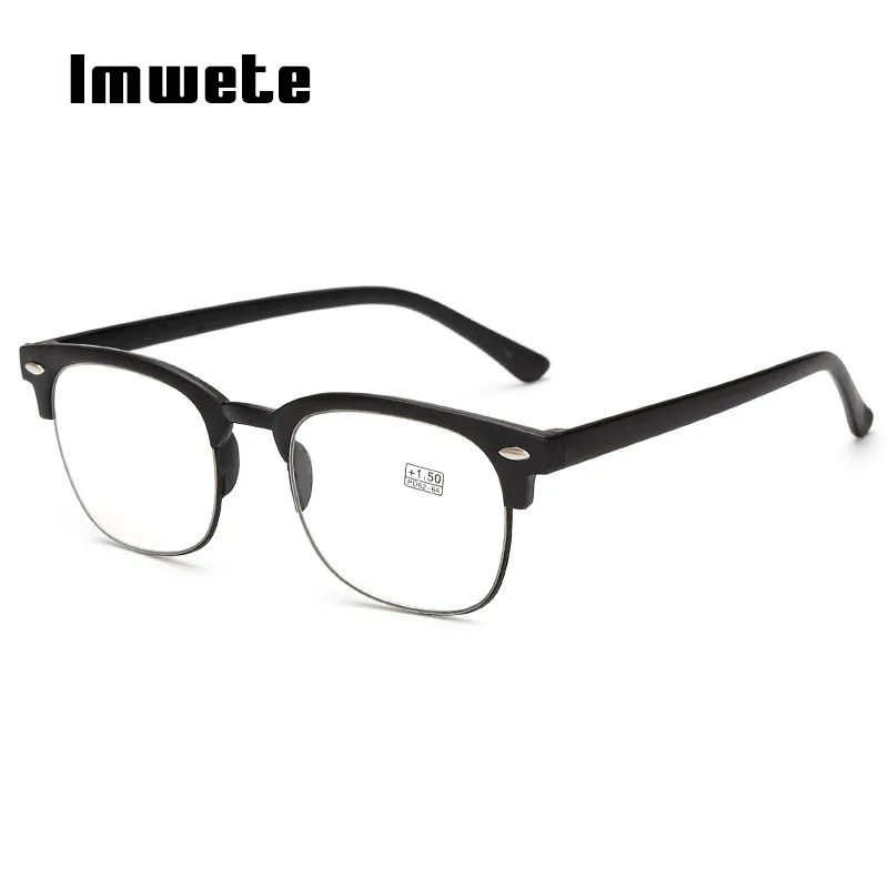 Imwete, Ретро стиль, очки для чтения, женские, TR90, половинная оправа, очки для мужчин, Анти-усталость, дальнозоркие очки, диоптрий+ 1,0 2,0 3,0 4,0