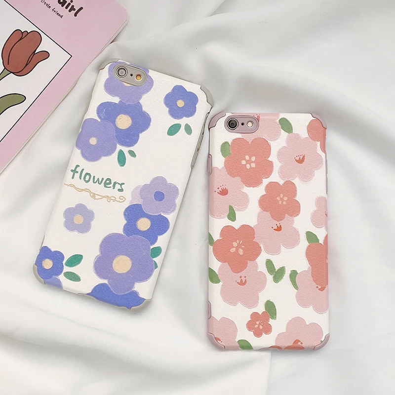 

Fashion Pink Blue Flower Soft Case For OPPO A91 A8 F11 F9 A52 A3S A92S K5 A32 A55 A93 A57 A59 Realme XT X50 Reno A31 A9 A5 2020