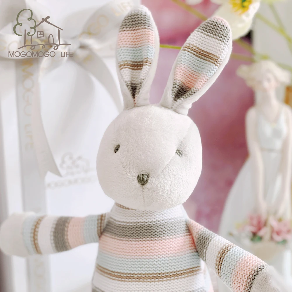 Luxury Rabbit Doll Baby Knitted Stuffed Plush Animals Ecofriendly Handmade Newborn Toy Present Crochet Bunny Soft for Infant | Игрушки и