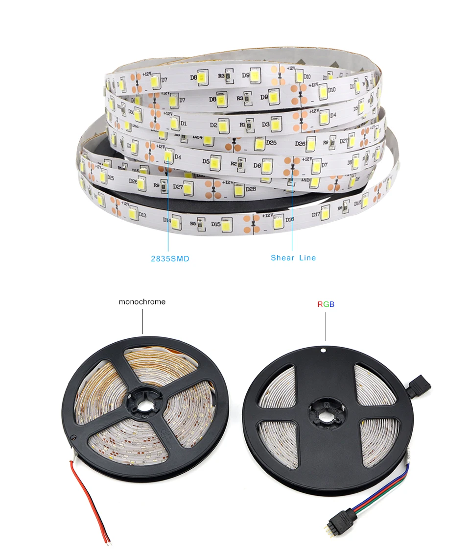 RGB Светодиодная лента RGB SMD 2835 гибкая лента светодиод лента RGB 5 м Диодная лента DC 12 В водонепроницаемый декор 60 Светодиодный s/M