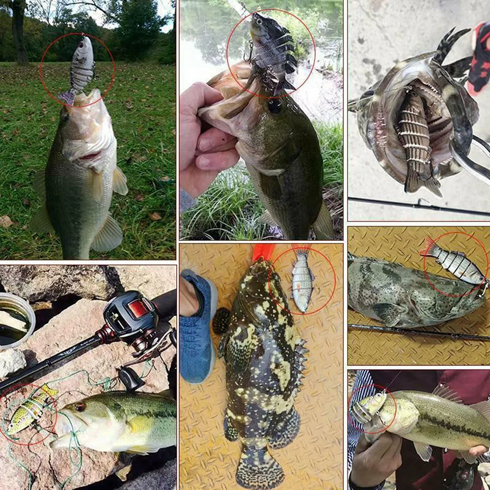 

5Pcs Fishing Lure 3.9" Swimbait Bass Fishing Hard Lure 6-segment Jointed Lure with Tackle Box Bionic Swimming lure For H0T7 fish