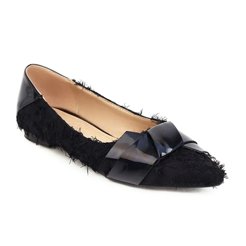 Туфли женские с острым носком плоская подошва летняя модная обувь большие