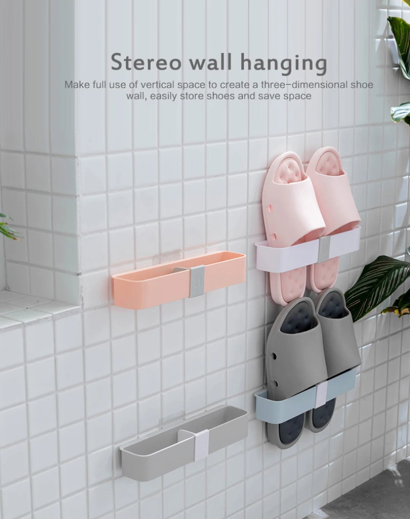 4 цвета ванная комната Тапочки стойка настенная туалет дверь Пробивка обувная