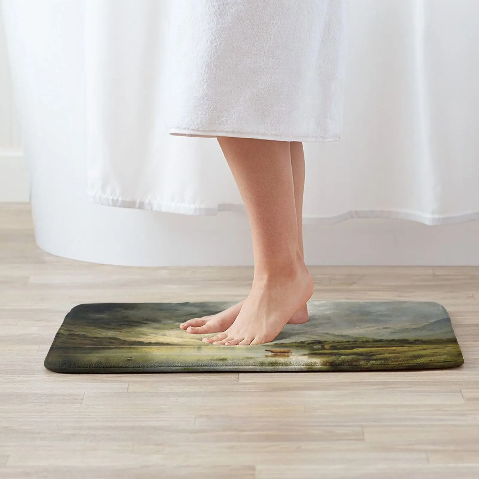 Перед пейзажем с коровом крупного рогатого скота на озере краска масляной основе