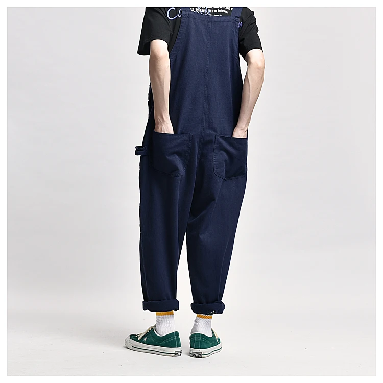 

Safari Style! Multi-pocket Overalls Men's Baggy Bib Trousers Work Cargo Pants Men's Street Style Casual Overall Men