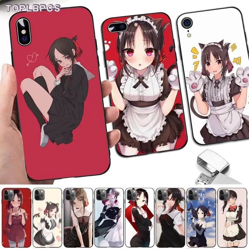 TOPLBPCS kaguya sama love is war черный чехол для телефона iPhone 8 7 6 6S Plus X 5S SE 2020 XR 11 12 pro XS