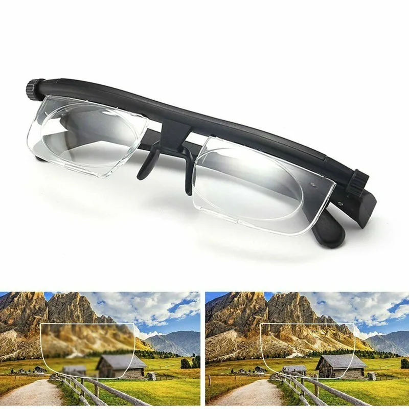 

New Adjustable Strength Lens Eyewear Variable Focus Distance Vision Zoom Glasses Protective Magnifying Glasses with Storage Bag