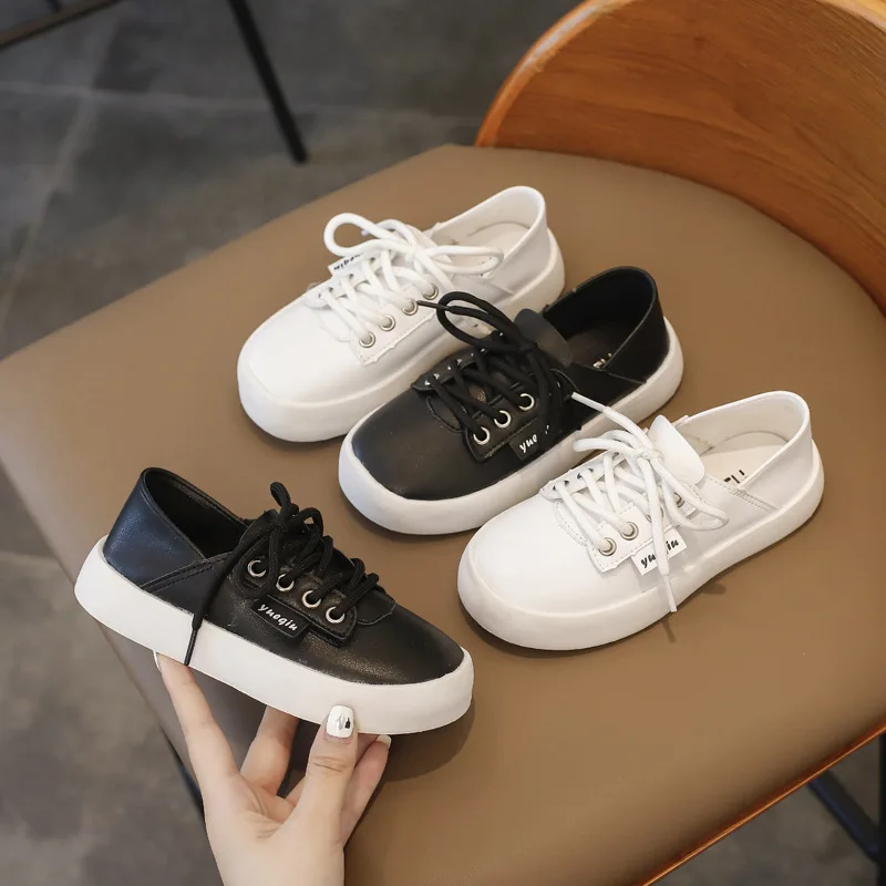 

CNFSNJ Toddler Fashion Pu Leather Shoe Children Breathable Trainer Baby Girl Casual Sport Kid White Sneaker size 26-36