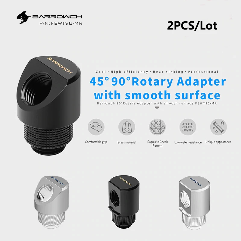 

Barrowch Water cooling 45 Degree/90 Degree 2pcs/lot Rotary Adapter With Smooth Surface For Bend Tube Connections Design FBWT-MR