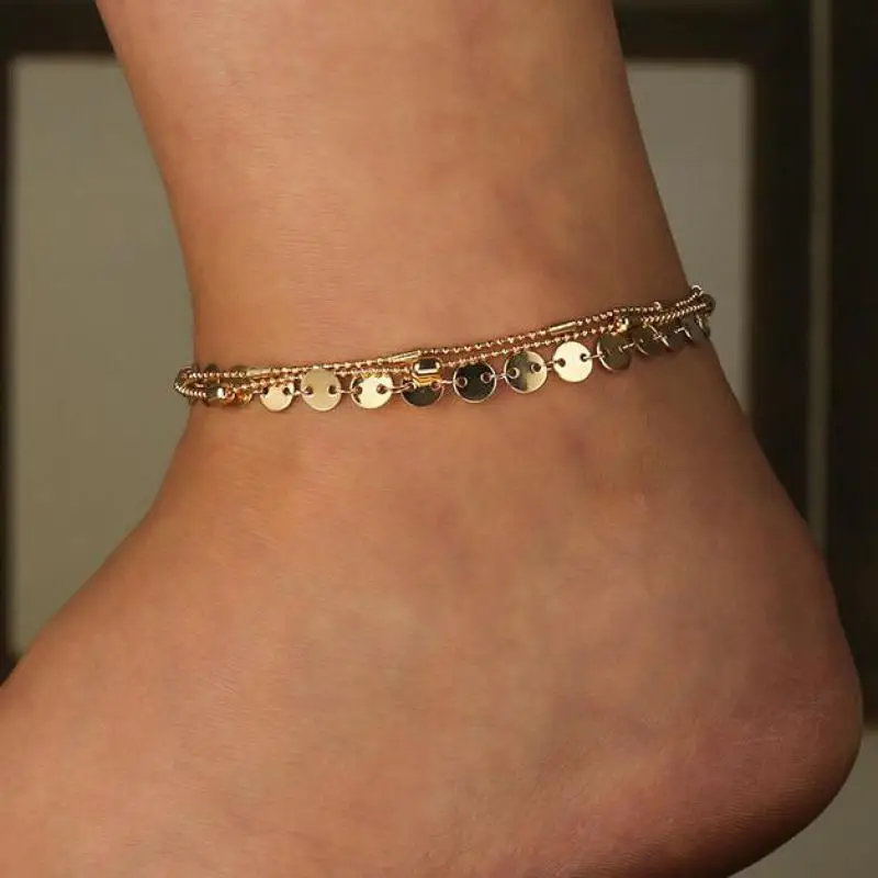 Ножной прелести модные пляжные 3 Слои блесток цепи с браслетом на лодыжке Цвета: