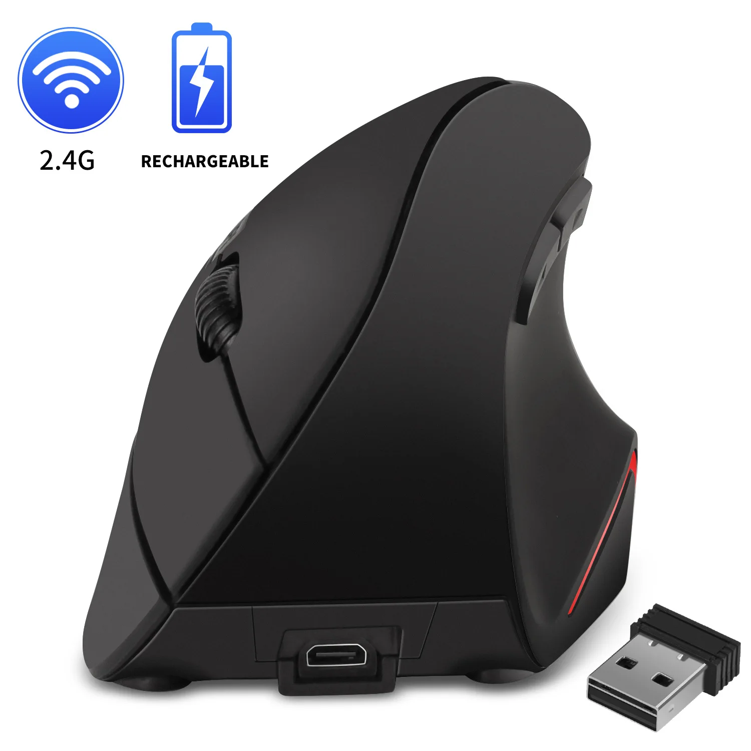 

Ergonomic Vertical Mouse 1600DPI USB Optical Computer Mause 2.4G Wireless Gaming Mice Rechargeable Office Mouse For Laptop PC