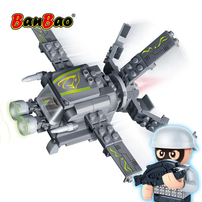 BanBao супер полицейский бойскаут самолет развивающие строительные блоки модель 6216