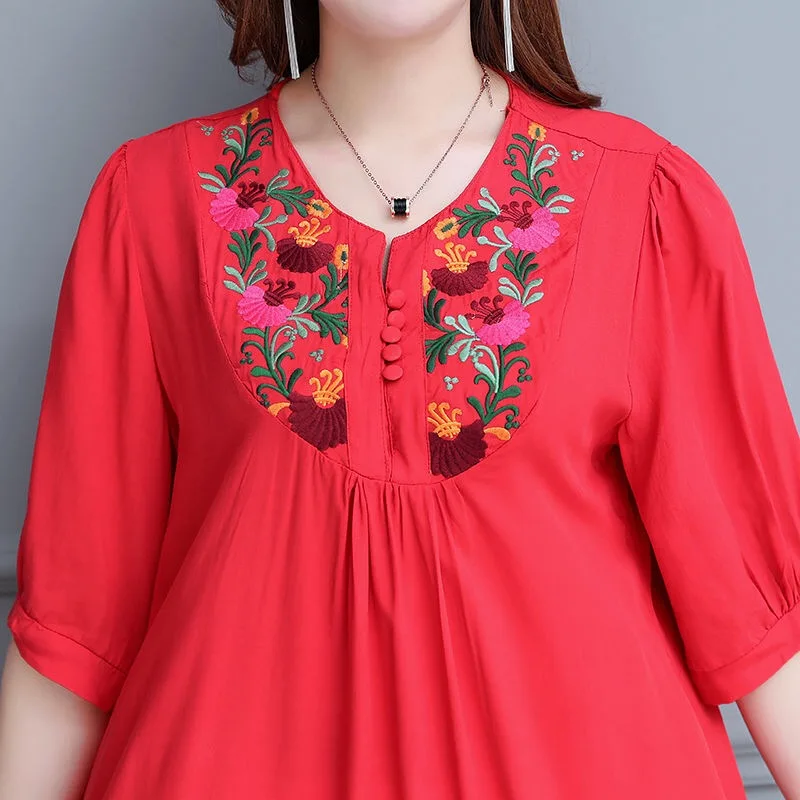 Женские цветочные Вышитые мексиканские блузки топы летние Хиппи Boho хлопковые