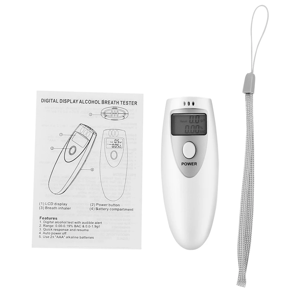Цифровой алкотестер полицейский анализатор алкоголя с ЖК-дисплеем и подсветкой