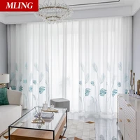 white sheer curtains for living room on windows tulle for curtains in bedroom home decoration leaves voile cortinas para la sala
