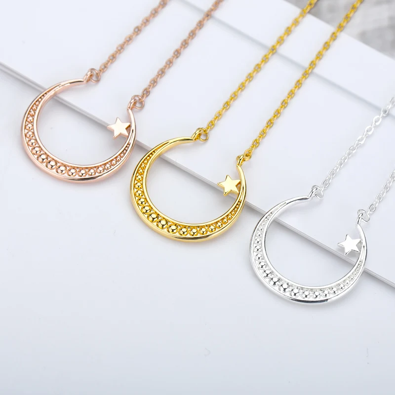 Нежный луна и звезды ожерелья для женщин девушек из нержавеющей стали ожерелье с