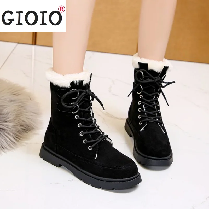 

Women Shoes 2021 Women Martin Boots Winter Keep Warm Quality Mid-Calf Snow Boots Ladies Lace-Up Comfortable Waterproof Booties