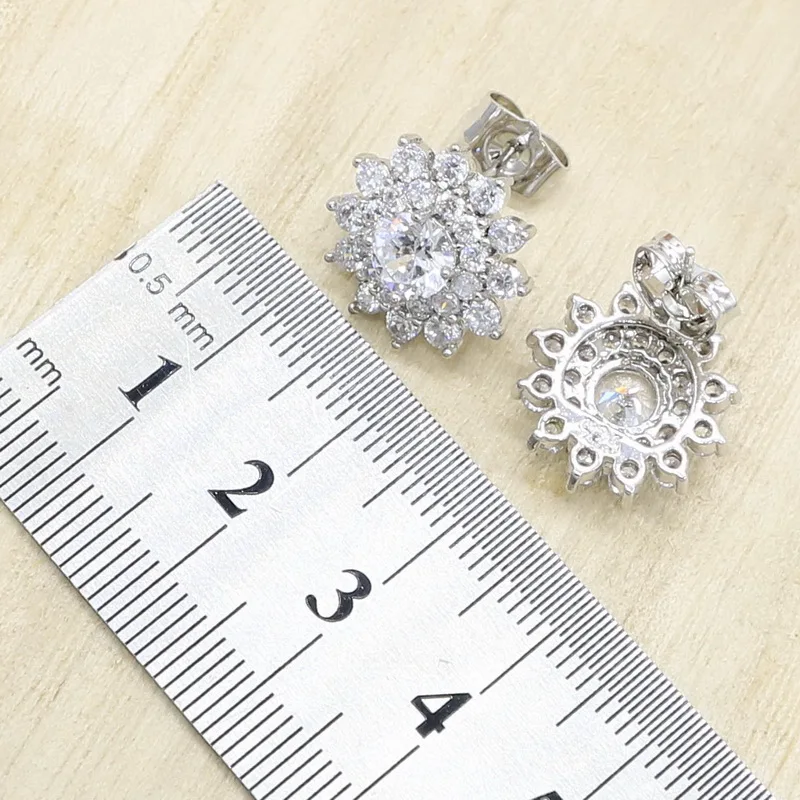 Свадебный браслет гвоздик с белым Цирконом серебряного цвета|Ювелирные наборы