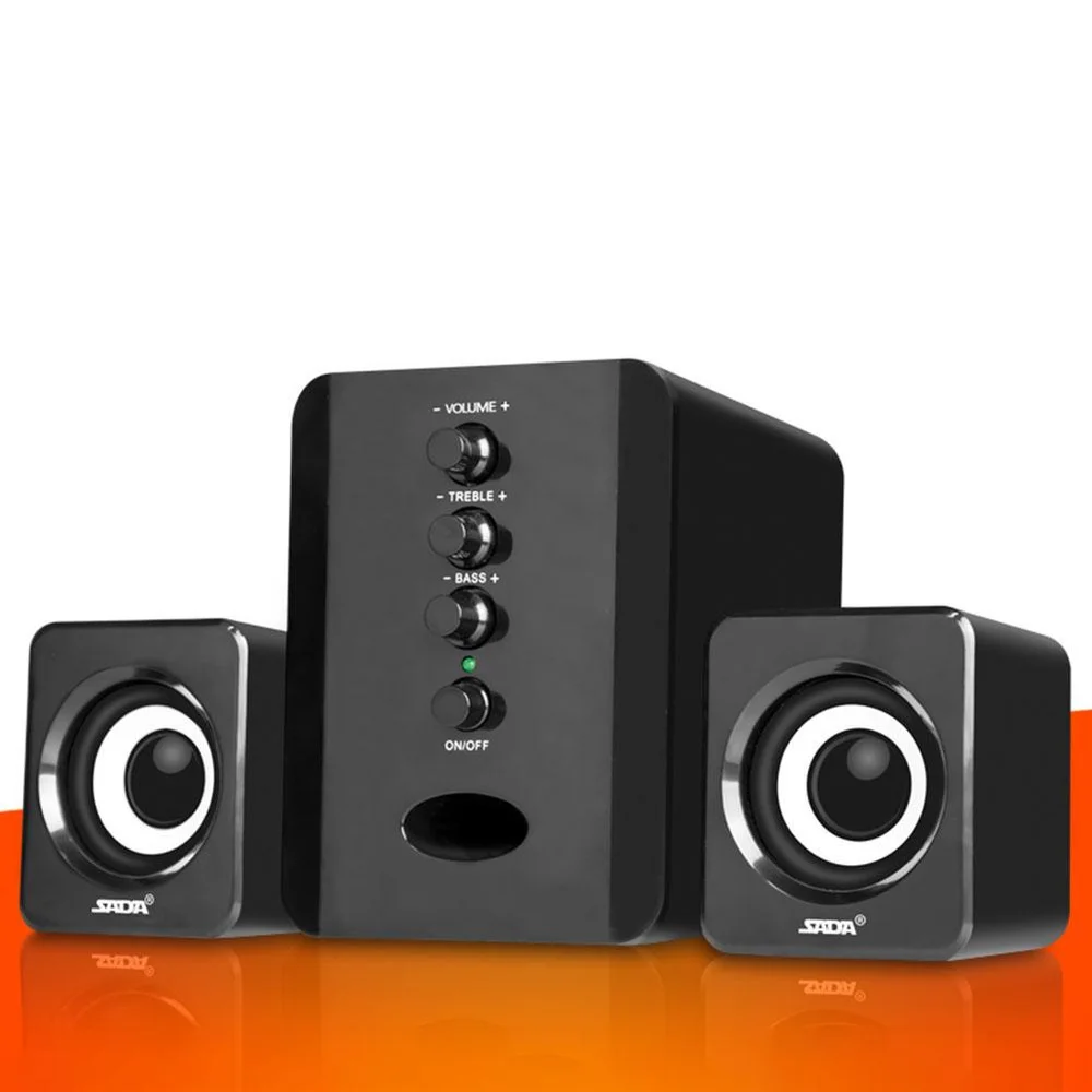 Проводные комбинированные колонки SADA D 202 USB компьютерные бас стерео музыкальный