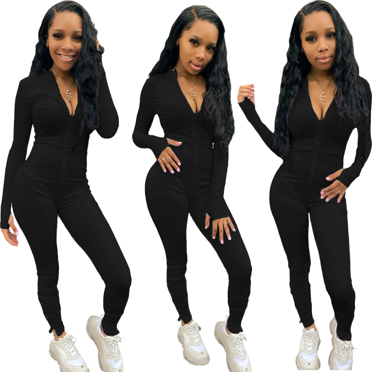 

Winter Long Sleeve Sexy Bodycon Jumpsuit Women Romper One Piece Outfit Jumpsuit Female Ladies