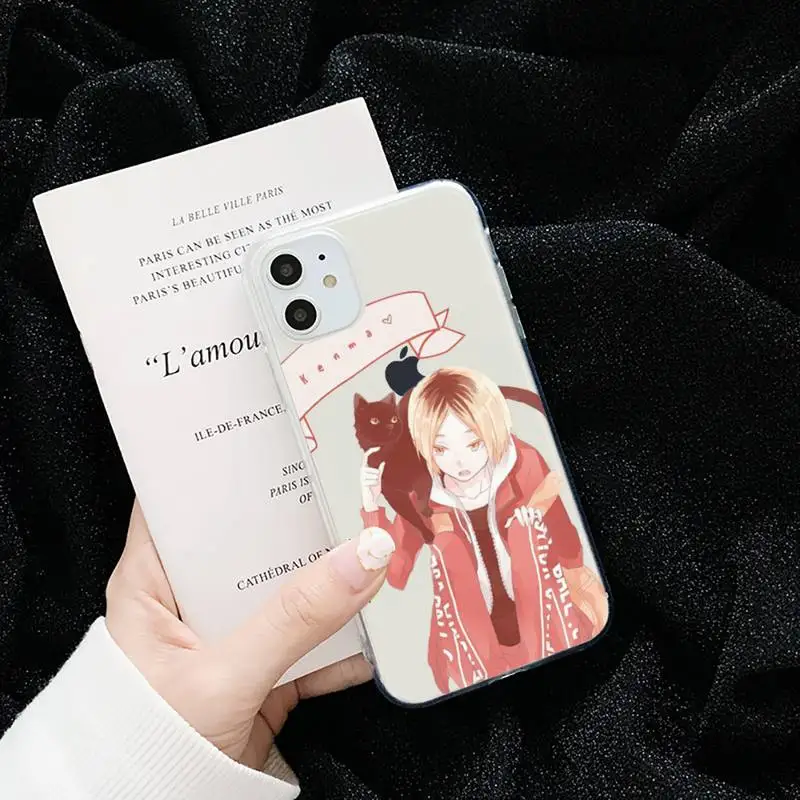 

Anime Kenma Kozume Of Haikyuu Phone Case Transparent for iPhone 6 7 8 11 12 s mini pro X XS XR MAX Plus cover shell