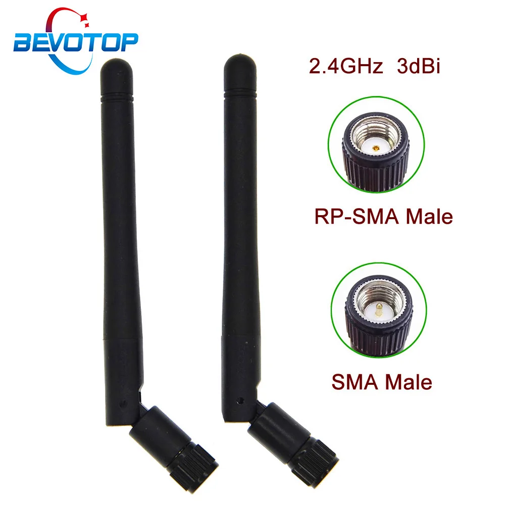 2 sets/lot 2.4GHz 3dBi WiFi Antenna Aerial SMA RP-SMA Male Connector Wifi Antenna For Wireless Router Antennas +15cm IPEX Cable