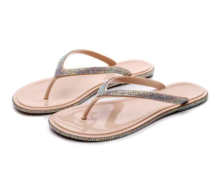 Подошве; женские пляжные сандалии; нескользящая резина с узором «елочка» цвет задней стразы яркие поделки сверла обувь на плоской подошве шлёпанцы для женщин