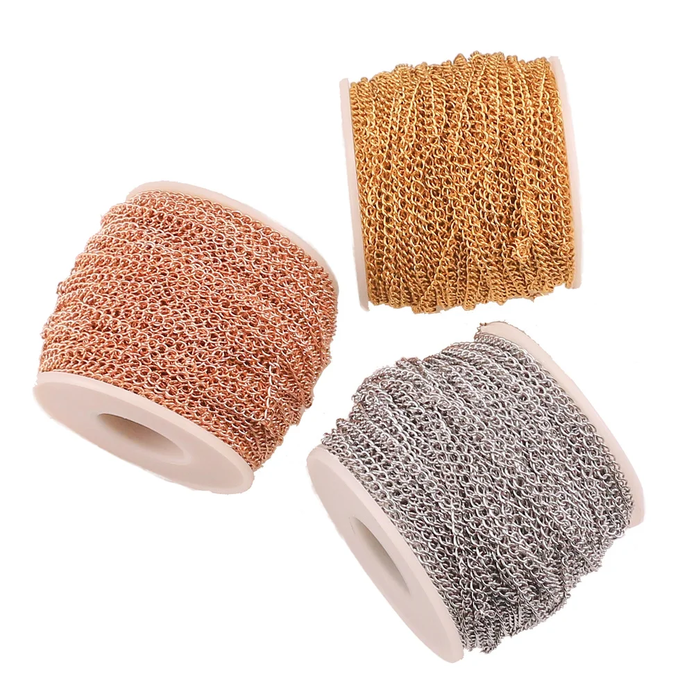 

Цепочка-удлинитель из нержавеющей стали, ширина 2,5/3/4 мм, 2 м/лот