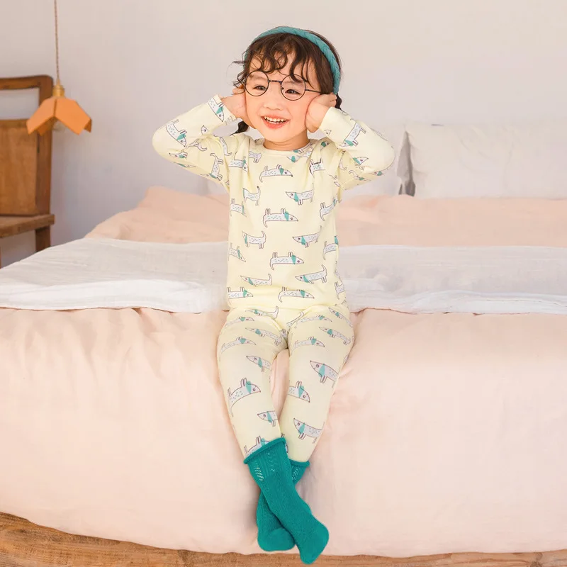Осенне-зимняя коллекция 100% года хлопковая одежда для сна маленьких мальчиков и