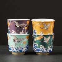 luxuriant ceramic tea cup crane cup horseshoe cup master cup tea bowl colorful enamel personal teacup chinese kung fu cup