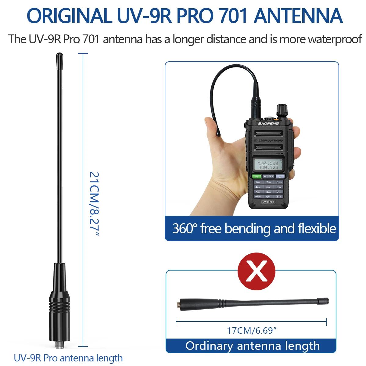 Портативная рация Baofeng UV-9R PRO IP68 водонепроницаемая Двухдиапазонная 136-174/400-520 МГц