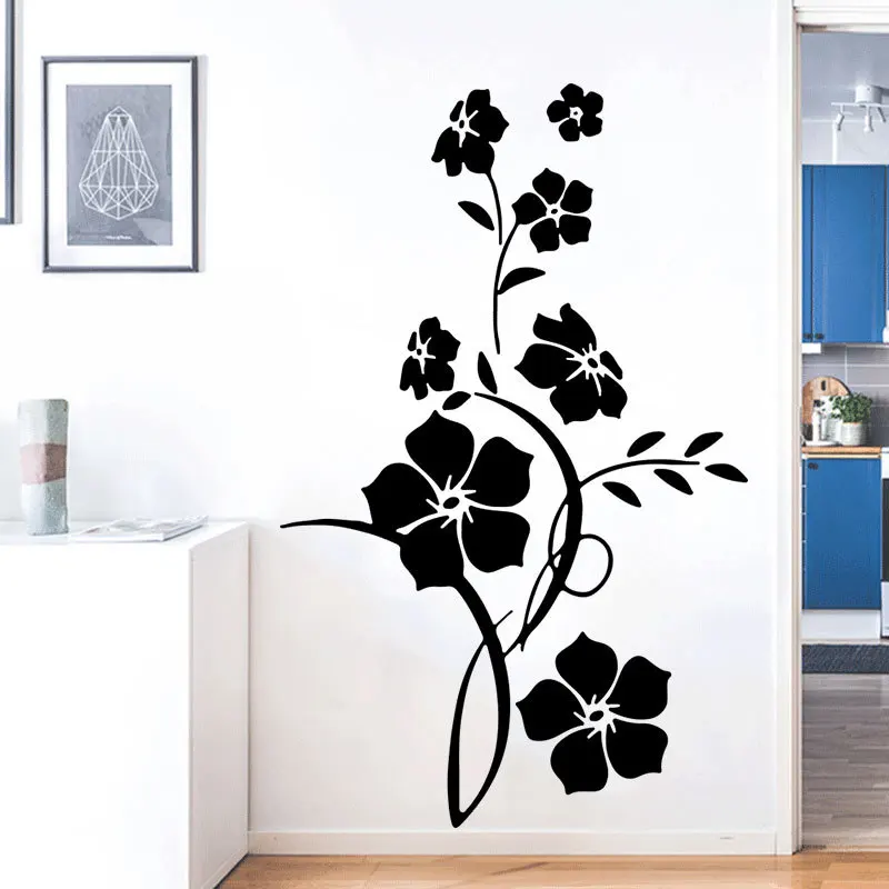 

Wall Sticker with Modern Flowers and Vines, Wallpaper for Door, Living Room, Home Decor, Artistic Sticking Plaster
