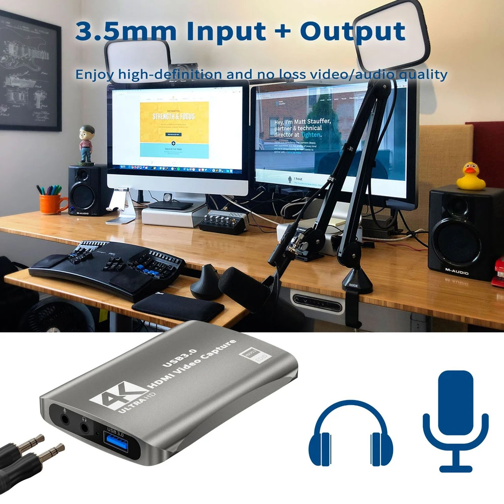 Карта видеозахвата USB 3 0 с аудио микрофоном и выходом HDMI для Nintendo Switch PS 4 5 xbox Zoom