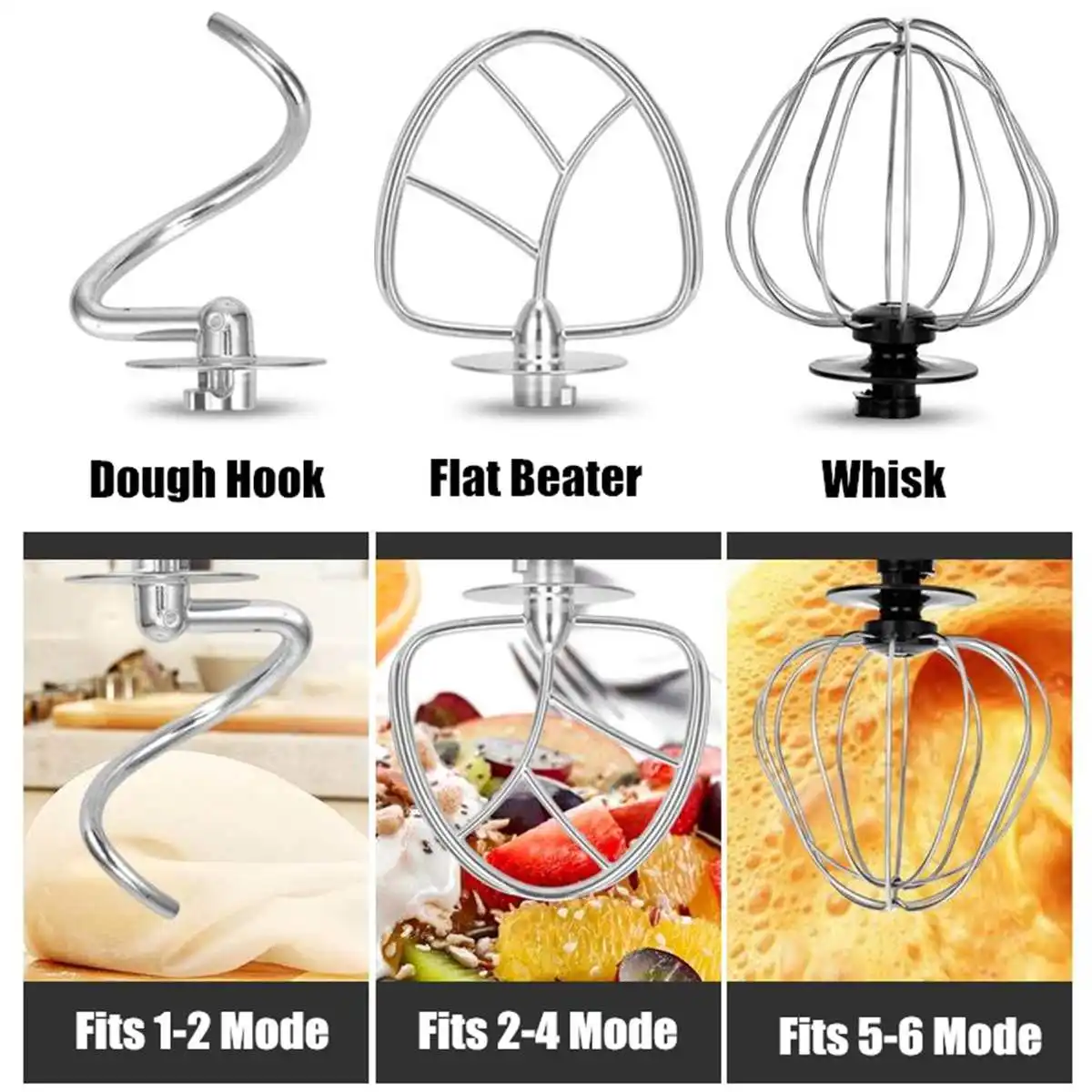 

600W Stand Food Mixer 4L Capacity Stainless Steel Bowl Kitchen Food Processor Blender Cream Egg Whisk Cake Dough Kneader