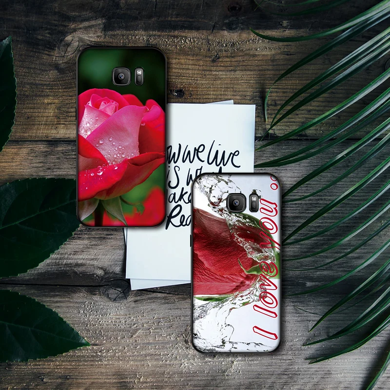 Bright and beautiful red roses soft silicone Phone Case for Samsung Galaxy S6 S8 Edge S7 S9 Plus S10 S10E Note 9 8 Cover | Мобильные