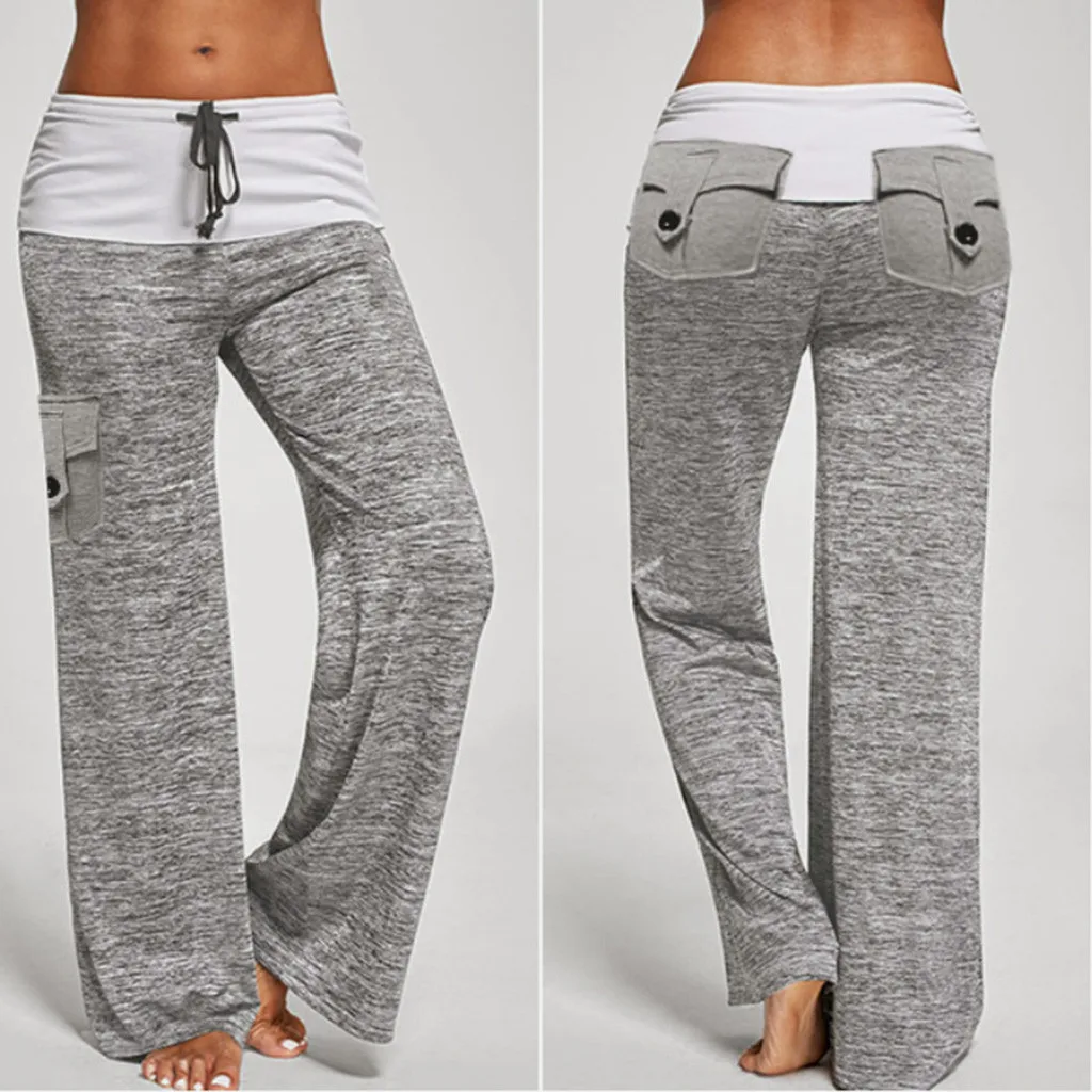 Новинка Свободные леггинсы женские широкие брюки для йоги на шнуровке фитнес