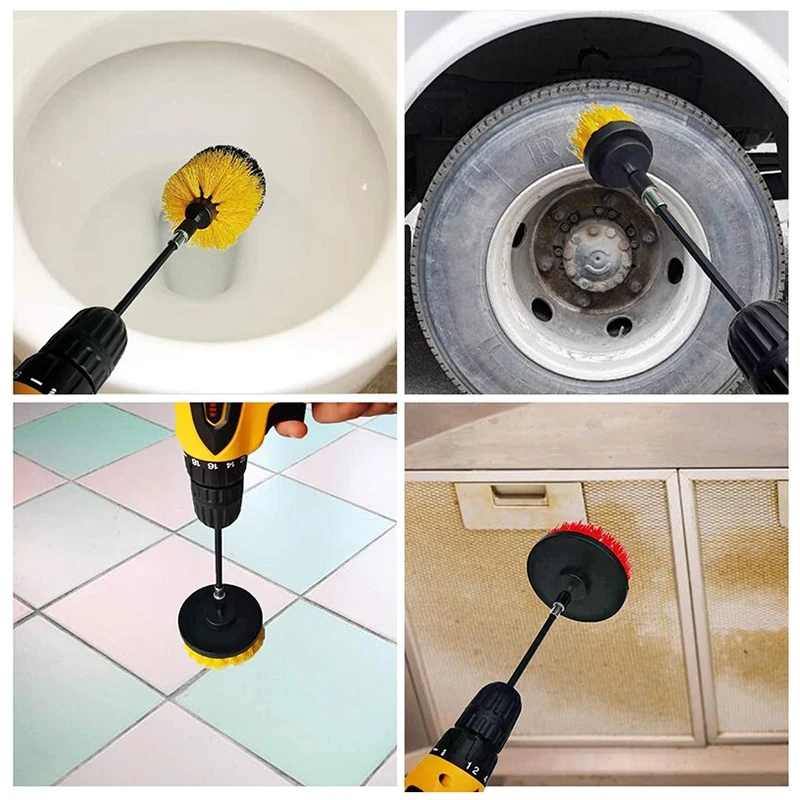 

15Pcs Drill Brush Attachment Power Scrubber Brush Scrub Pads Cleaning Kit with Extend Long Attachment for Tiles Kitchen