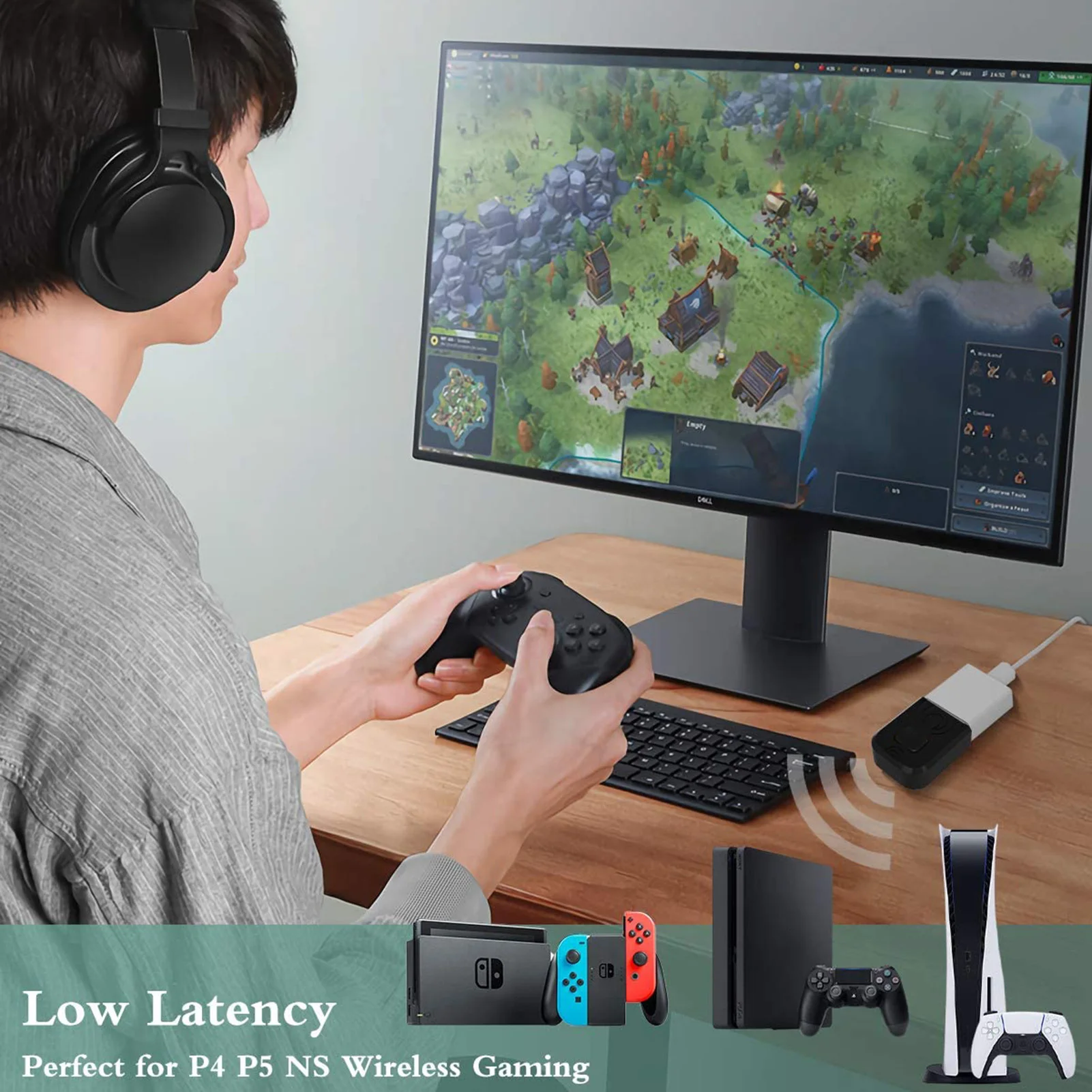 Беспроводной Bluetooth-адаптер аудиопередатчик для PS4 док-станция наушников ресивер