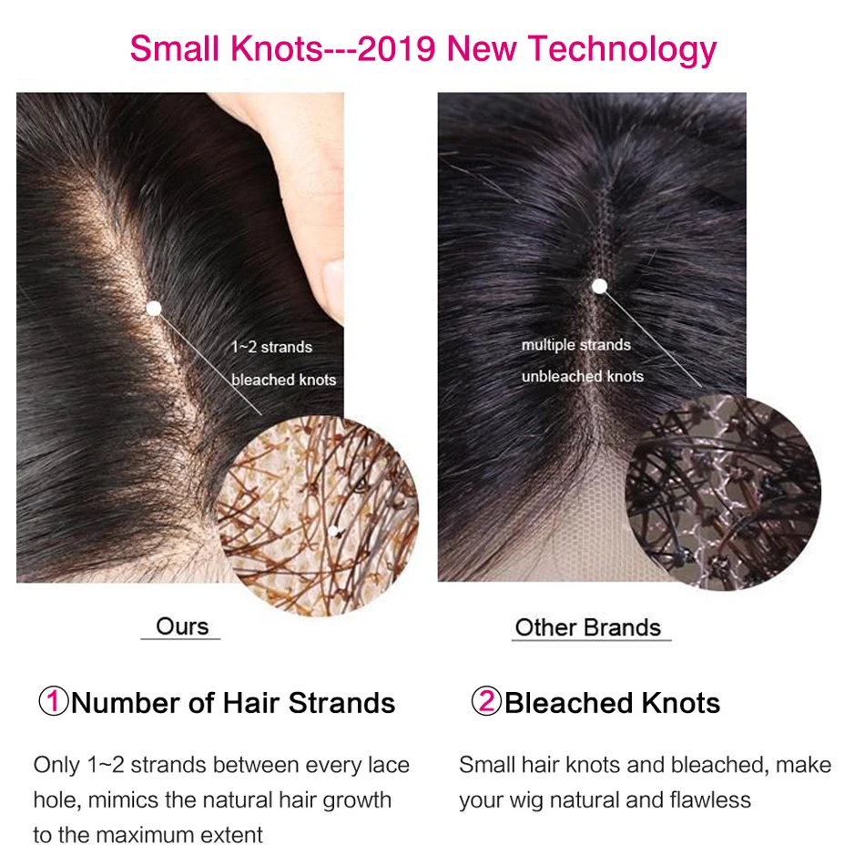 Парик Из прямых волос 13x6 перуанские волосы Remy с выбеленными узлами для женщин |