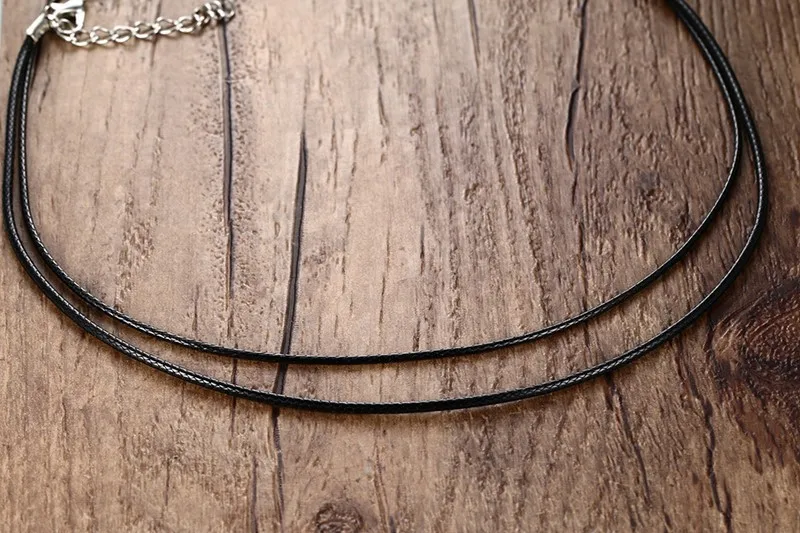 Цепочка из черной кожи нержавеющей стали цепочка ПУ 45 см шнур восковой веревки