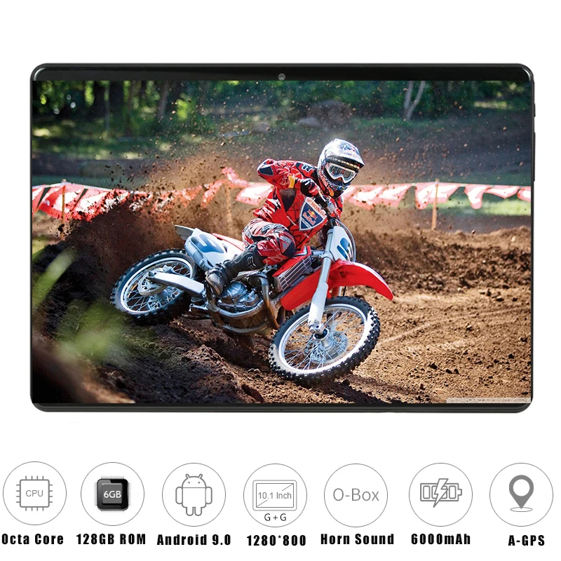 Супер закаленное 2.5D стекло 10 дюймов планшетный ПК ОС Android 9,0 Восьмиядерный 6 ГБ ОЗУ 128 Гб ПЗУ 8 ядер 1280*800 ips фаблет планшеты 10,1