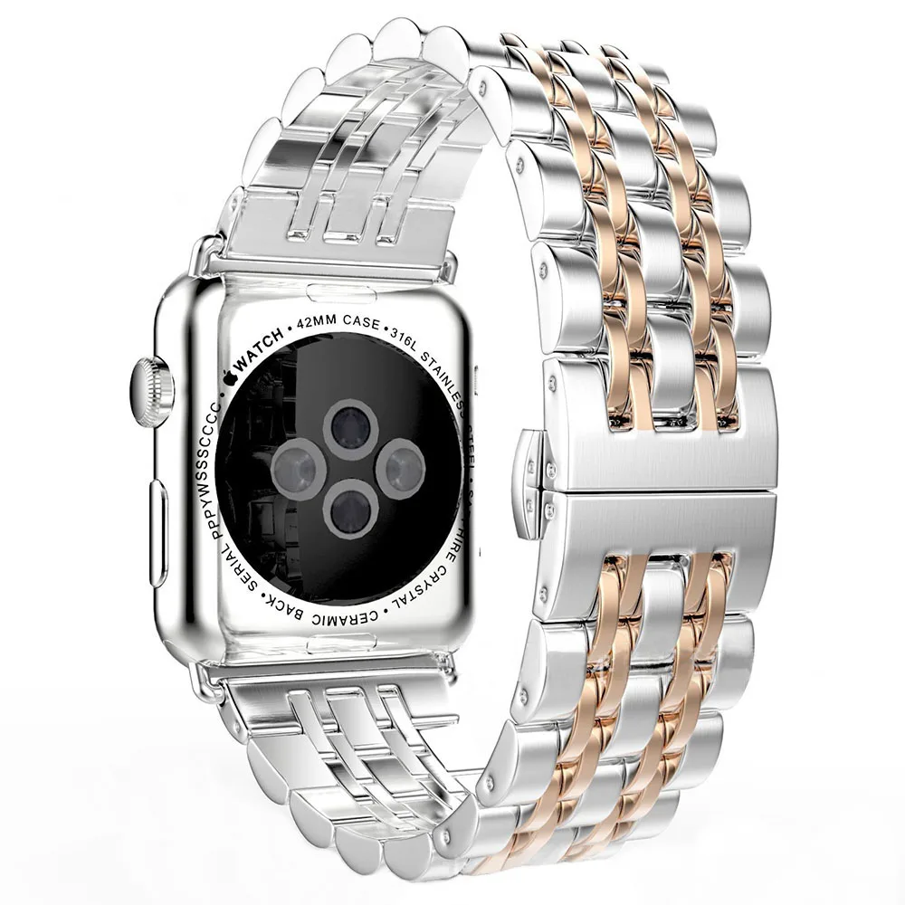 Ремешок из нержавеющей стали для Apple Watch Band Series 6 SE 5 4 3 2 1 браслет наручных часов 38 40