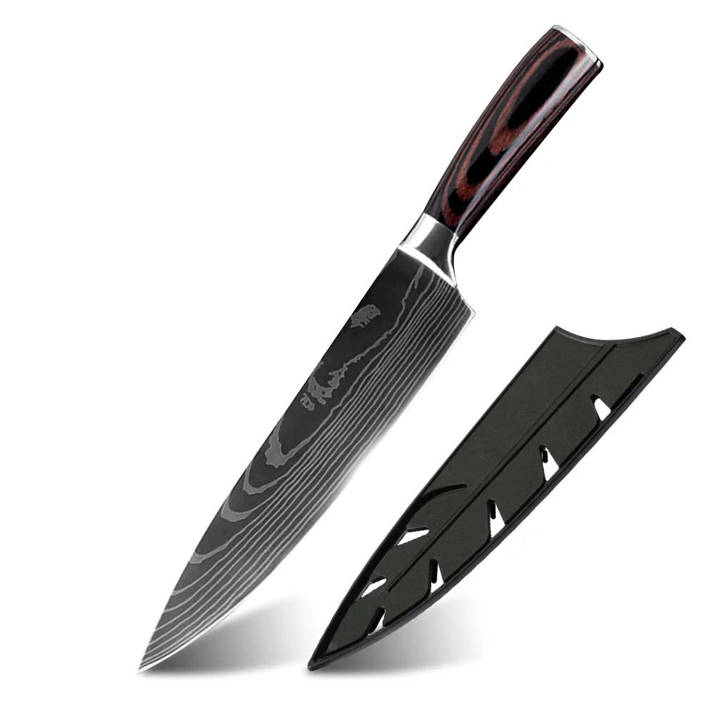 

Japanese Kitchen Knives Laser Damascus Pattern Chef Knife Cleaver Slicing Utility Knives Tool Halloween Christmas Gift