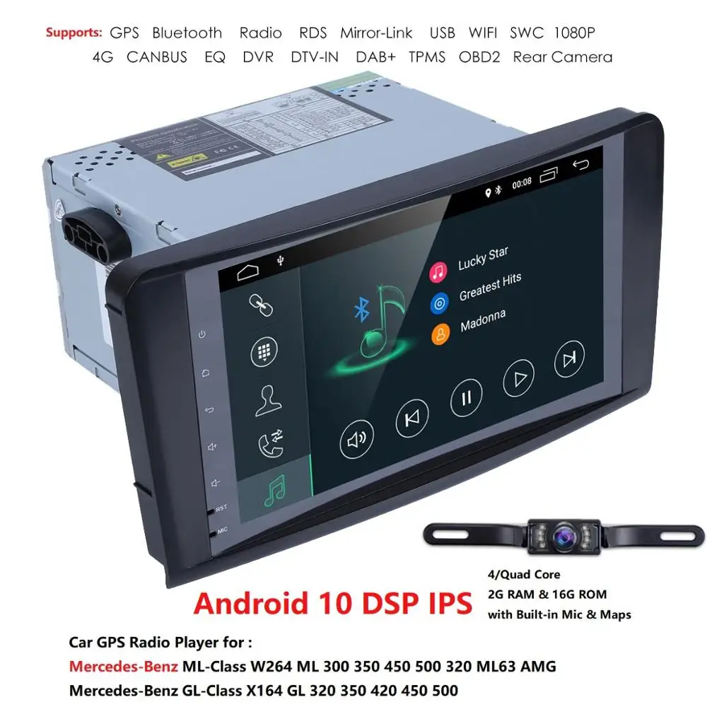 9 дюймов 1024*600 четырехъядерный Android 10 автомобильный NODVD GPS для Mercedes Benz ML W164/GL X164 ML350