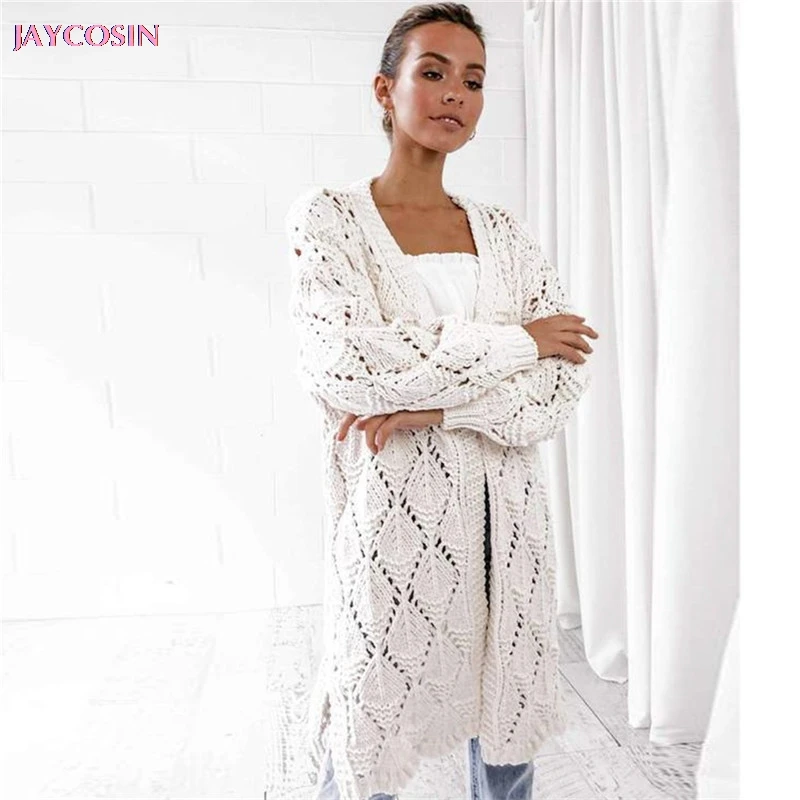 JAYCOSIN свитер Vesten Женский вязаный лоскутный свитер с длинным рукавом и v-образным вырезом кардиган Pelaje femenino Manteau femelle#0820