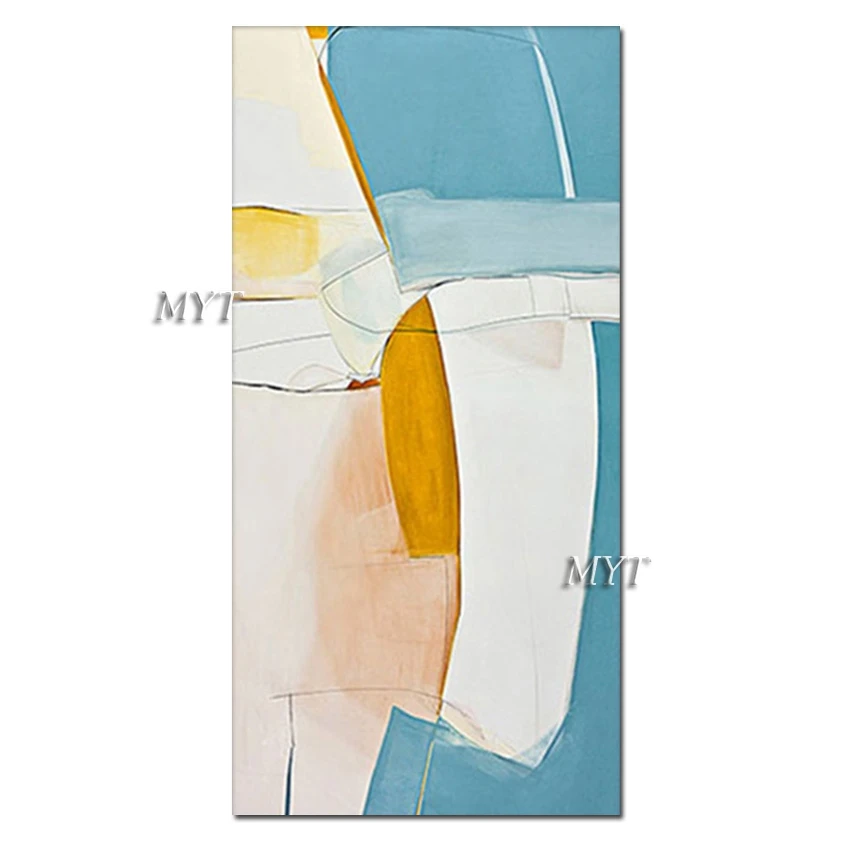Blue Abstract Design Oil Painting Hand-painted Christmas Gift Wall Hanging Canvas Art Picture For Living Room Decoration